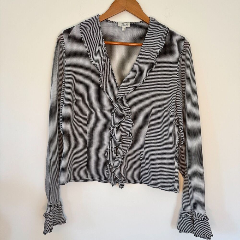Féraud Club Women's Striped Black White Blouse Size 8